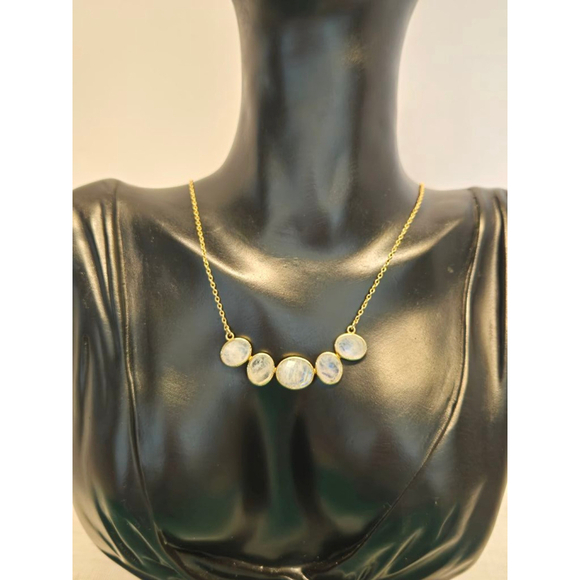 Necklace moonstone 925 sterling gold tone - Picture 3 of 8